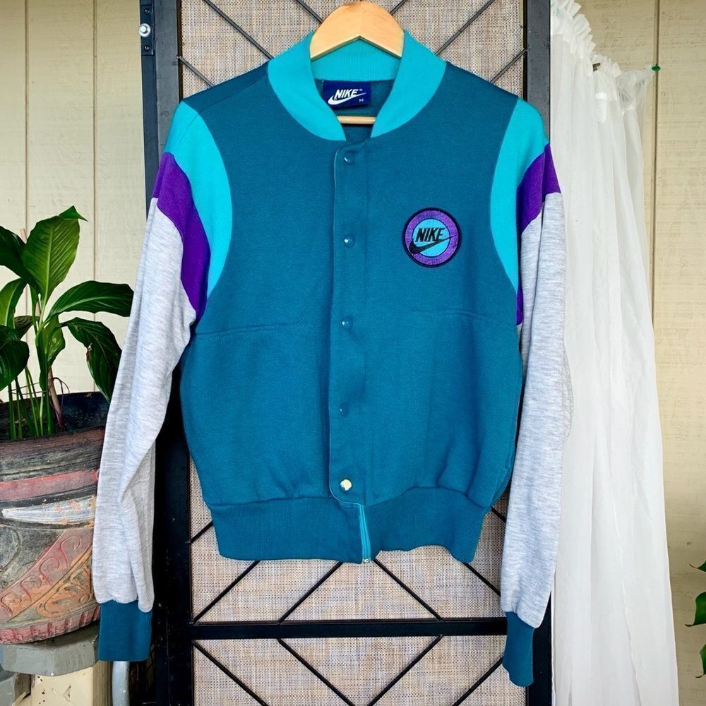 Vintage Nike Zip Snap Sweater Medium